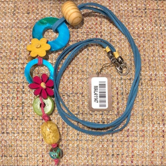 TRESKA Modern Abstract Multicolor MultiMedia Necklace NWT - Picture 8 of 9